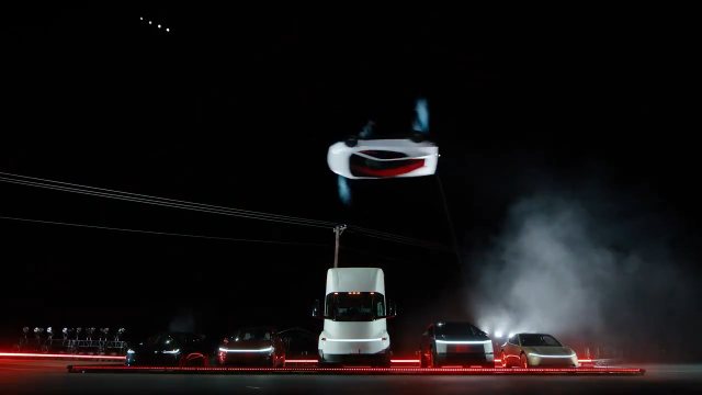 The original Flying car scene at 0:02.6: over the semi